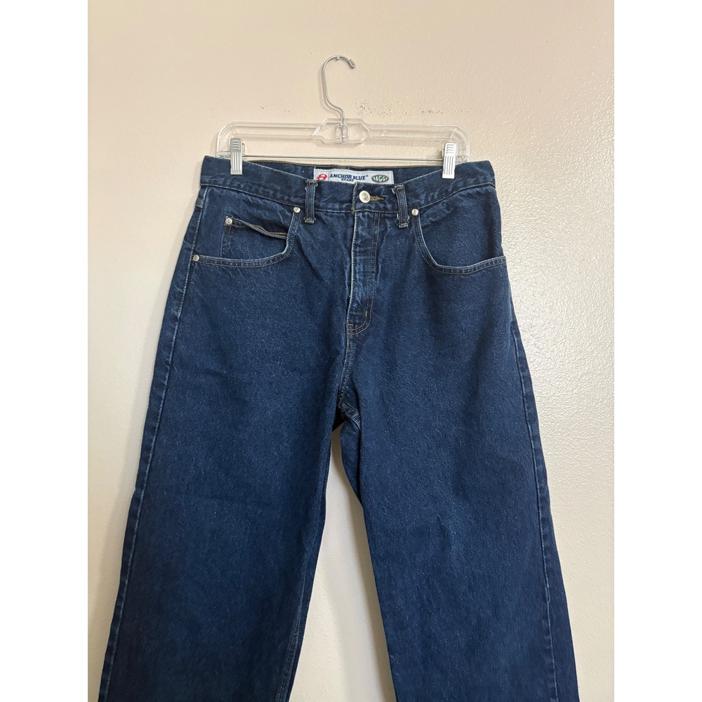 Vintage Anchor Blue Baggy Jeans Men's 34x30 Indigo Blue 90s Skater Wide Denim
